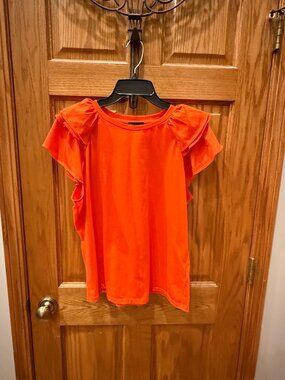 Current Air Los Angeles from Anthropologie Red Ruffled Sleeveless Top, SZ XL
